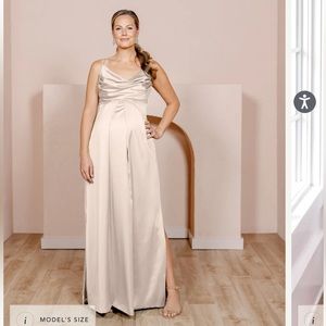 Revelry NEW Maternity Skye Satin Dress Gold Champagne